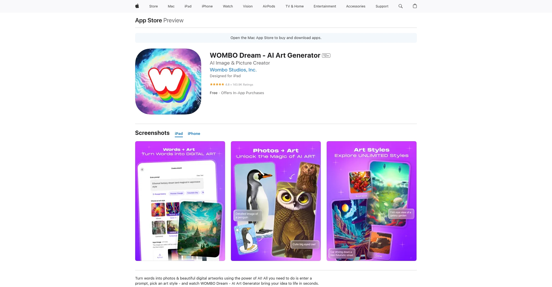 Dream.ai iOS应用界面