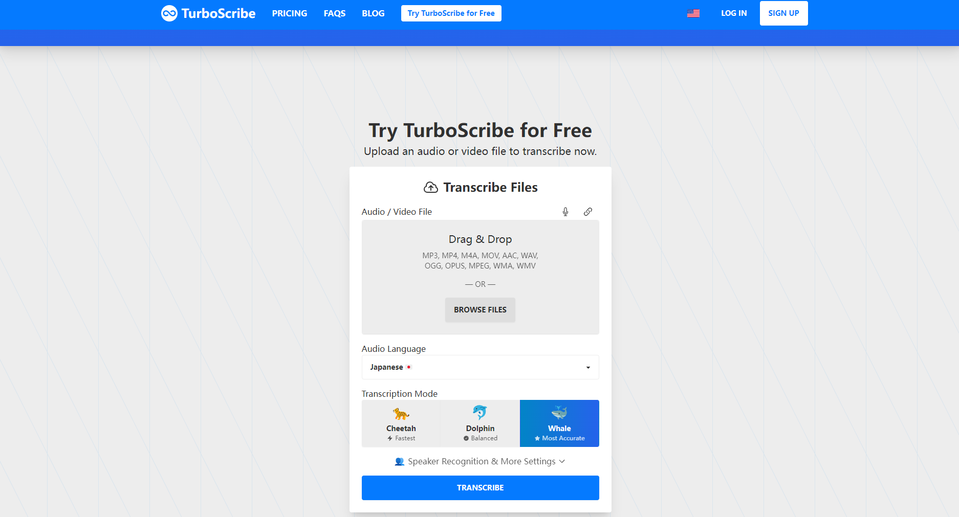 turboscribe平台首页截图
