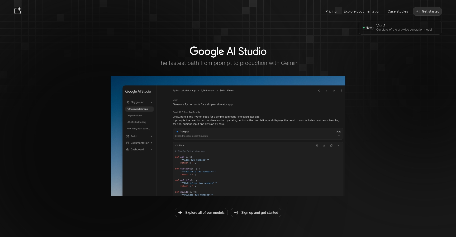 Google AI Studio 官网界面
