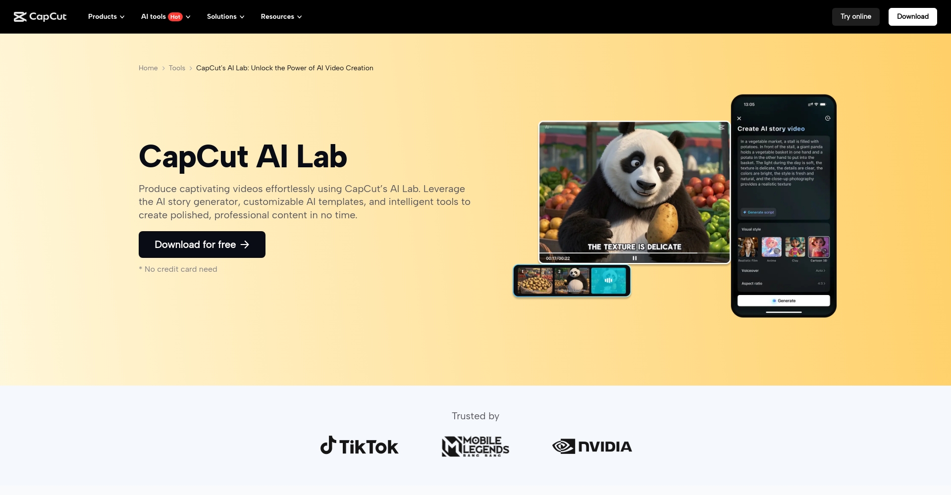 CapCut AI Lab界面