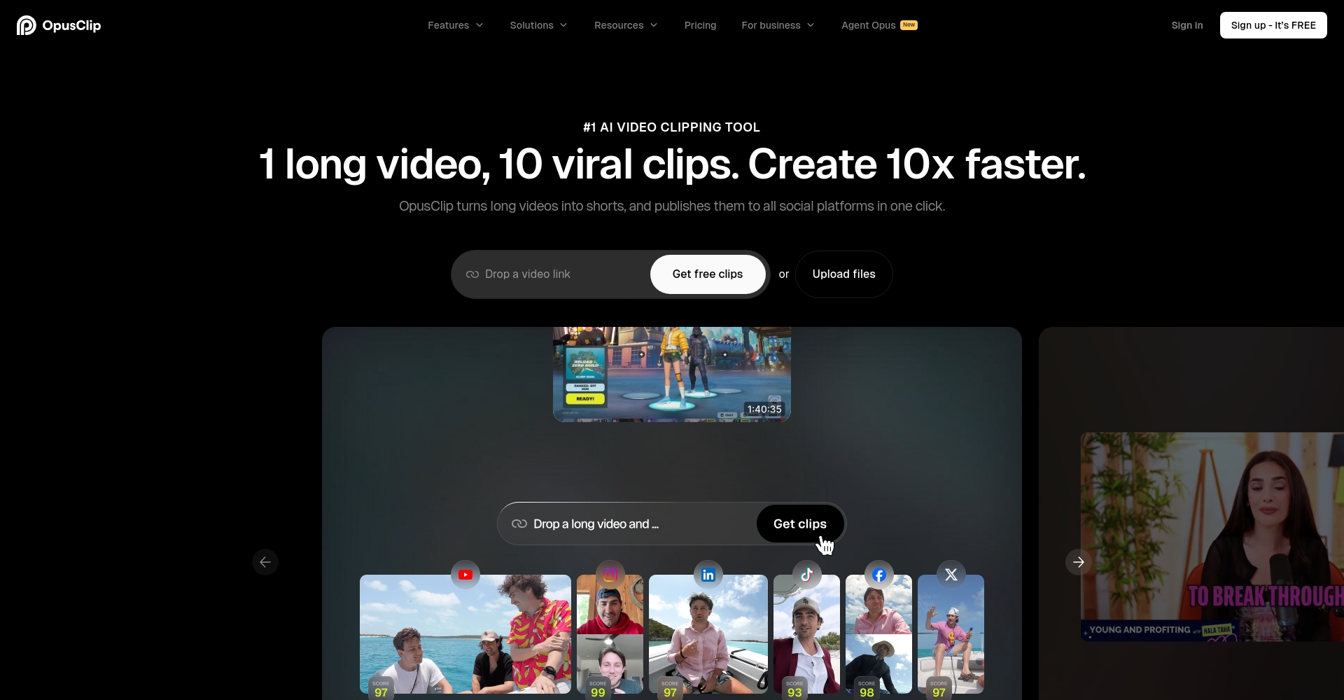 Opus Clip官网截图
