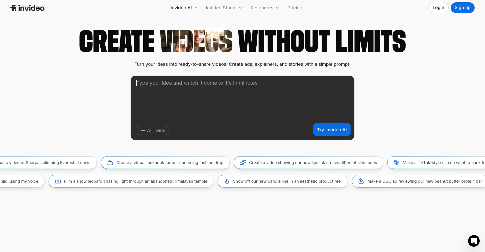 InVideo AI官方网站界面