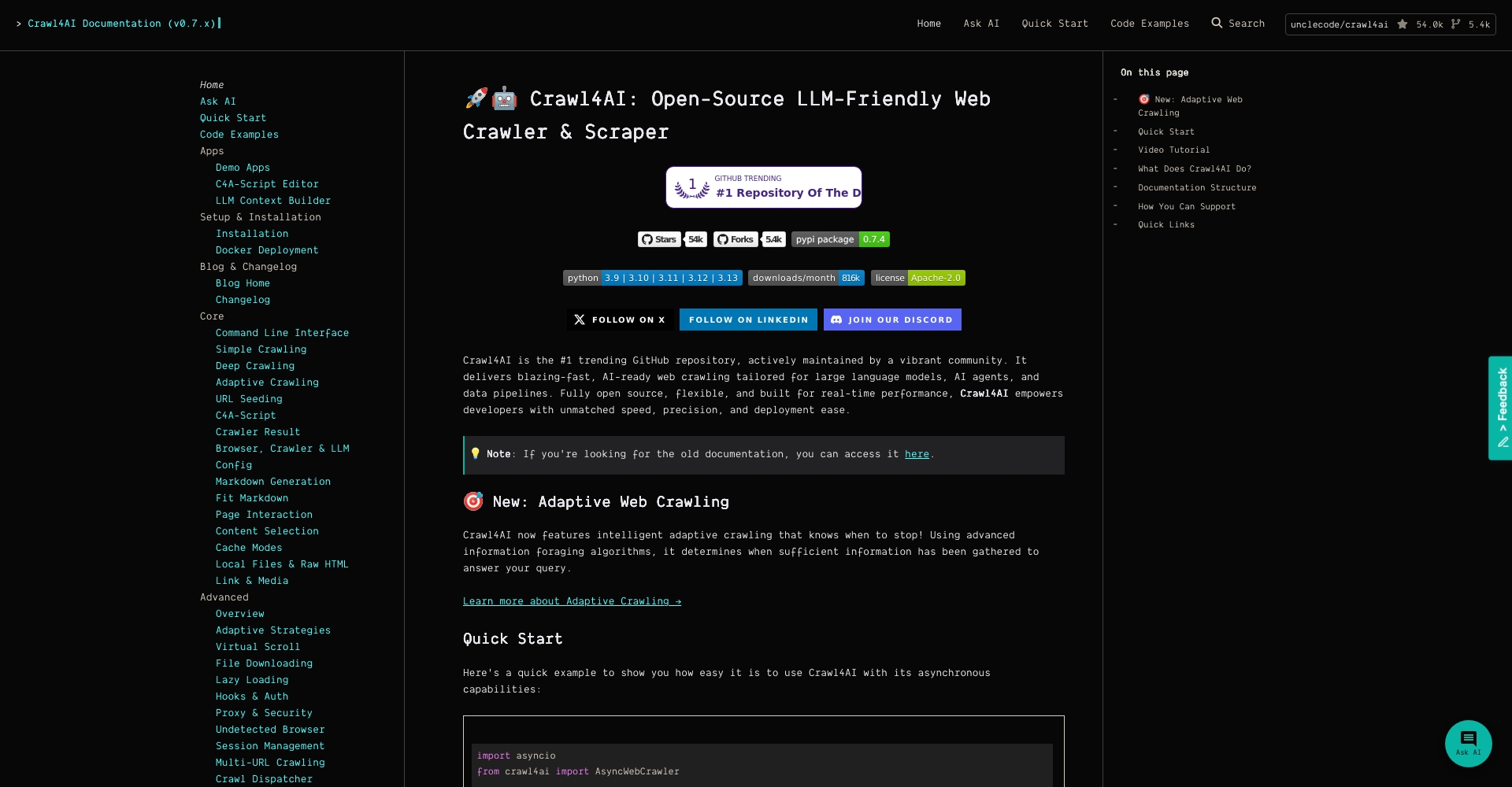 crawl4ai官网界面