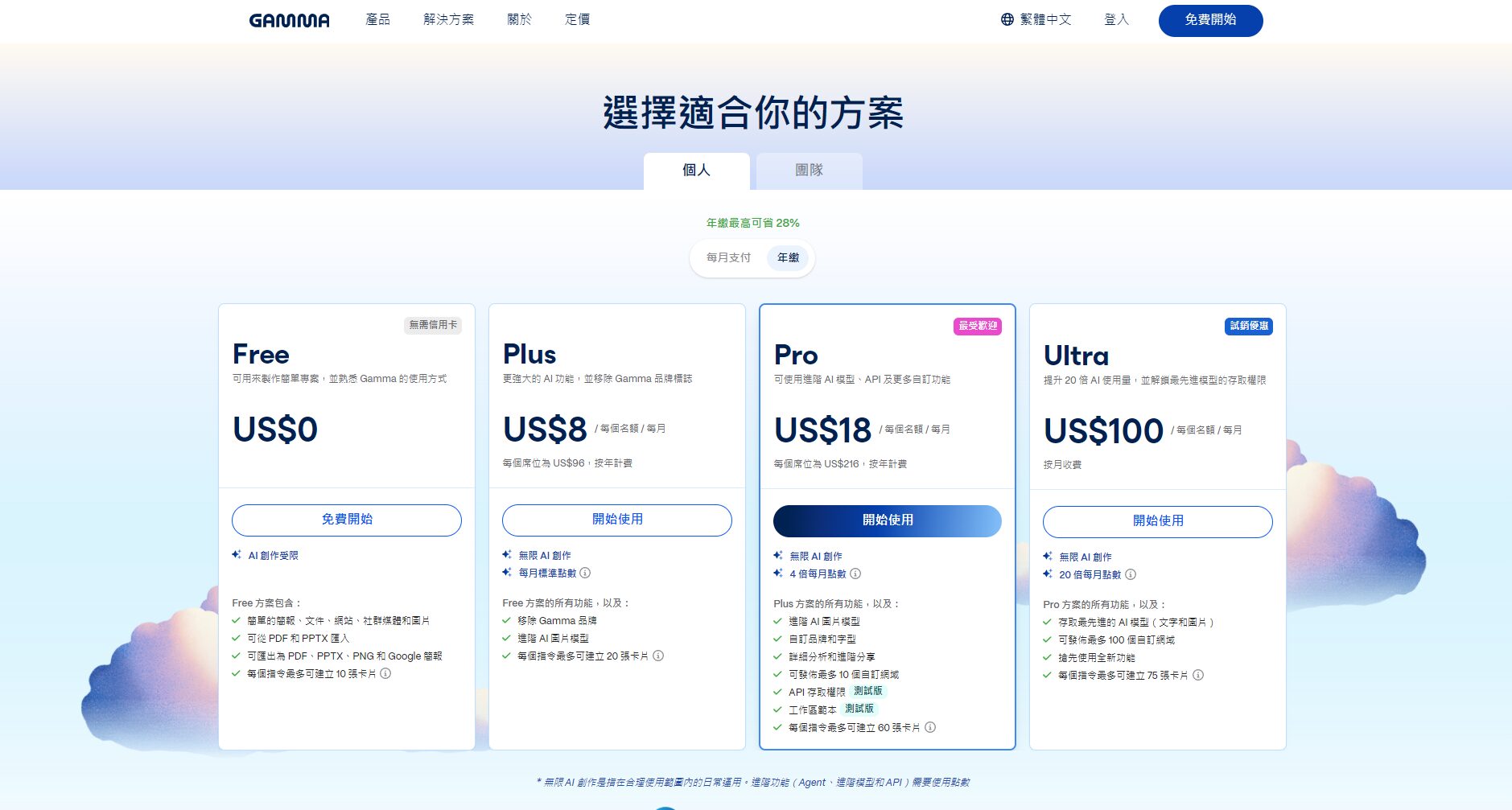 官网价格页