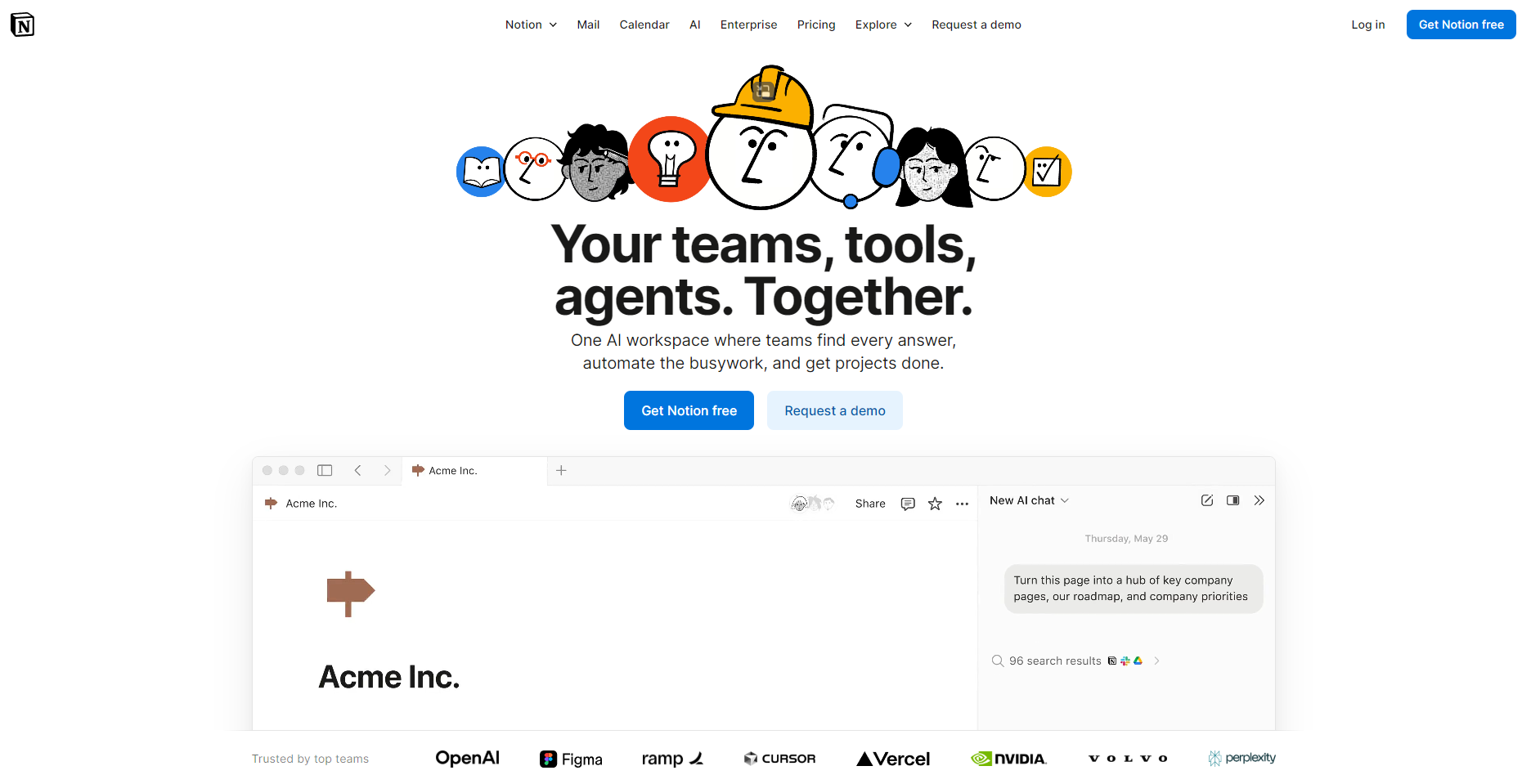 Notion AI平台首页截图