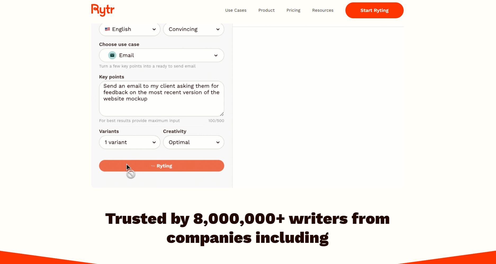 Rytr多语言写作界面