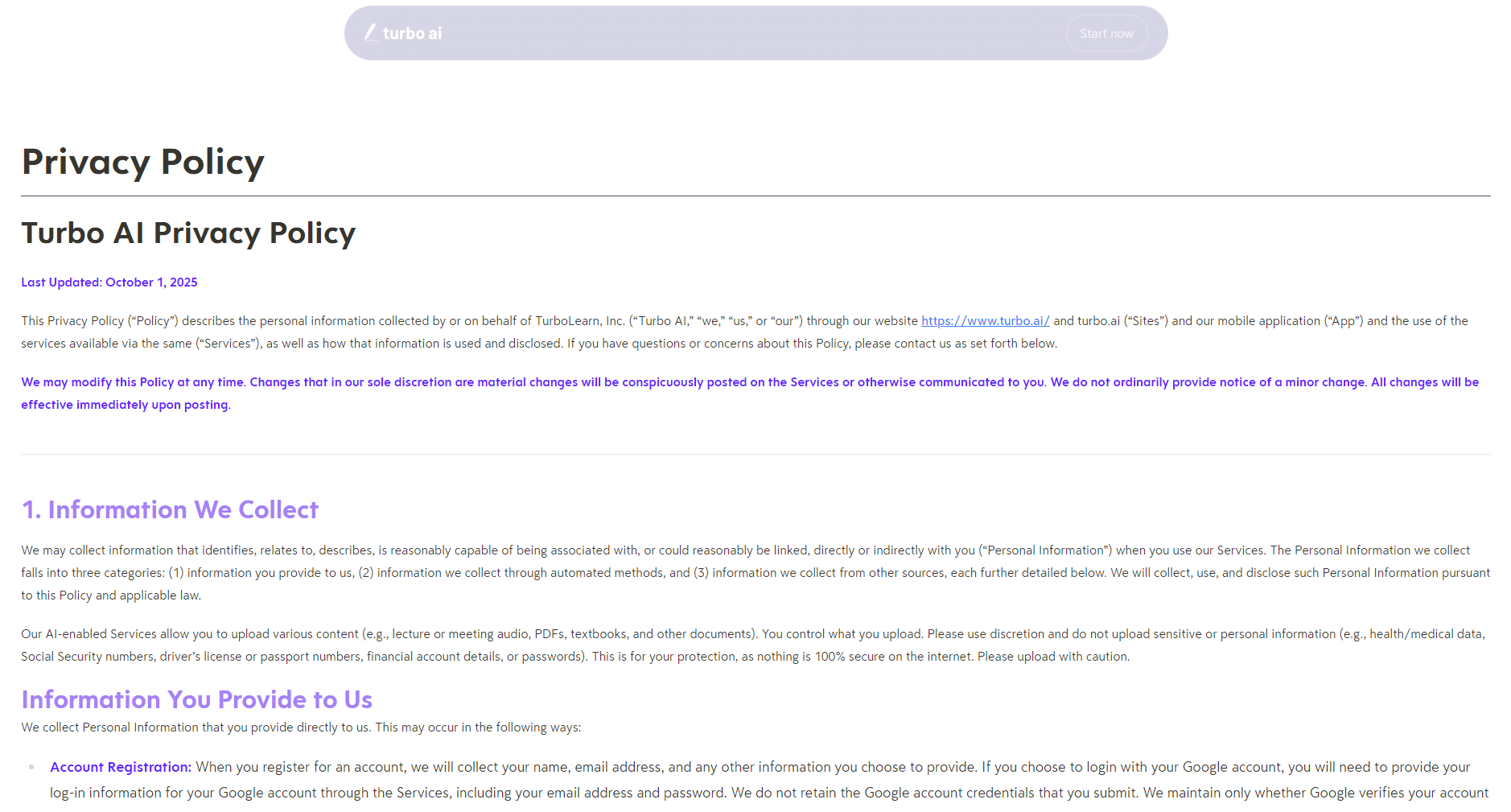 turbolearn隐私政策