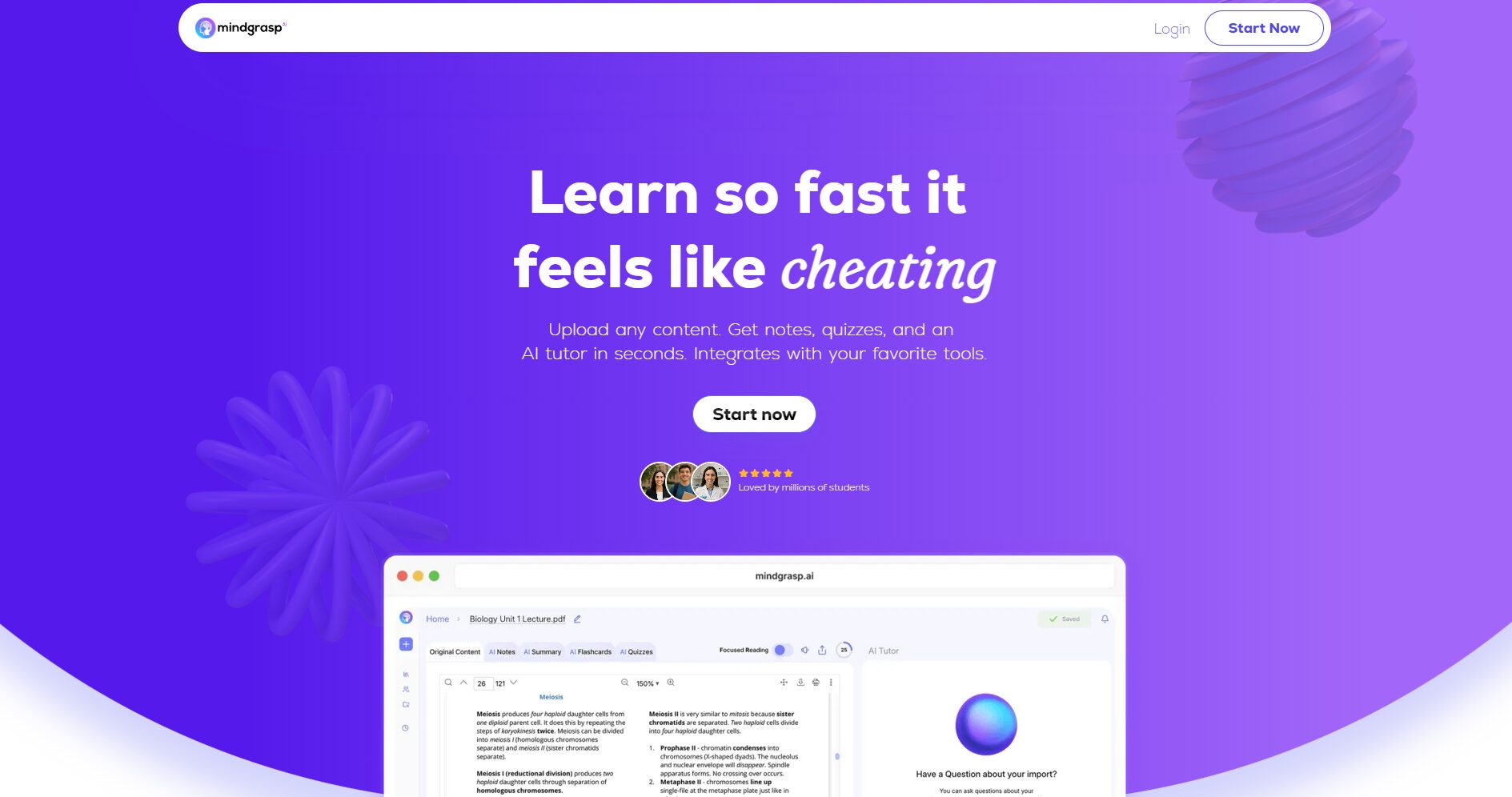 Mindgrasp官网界面