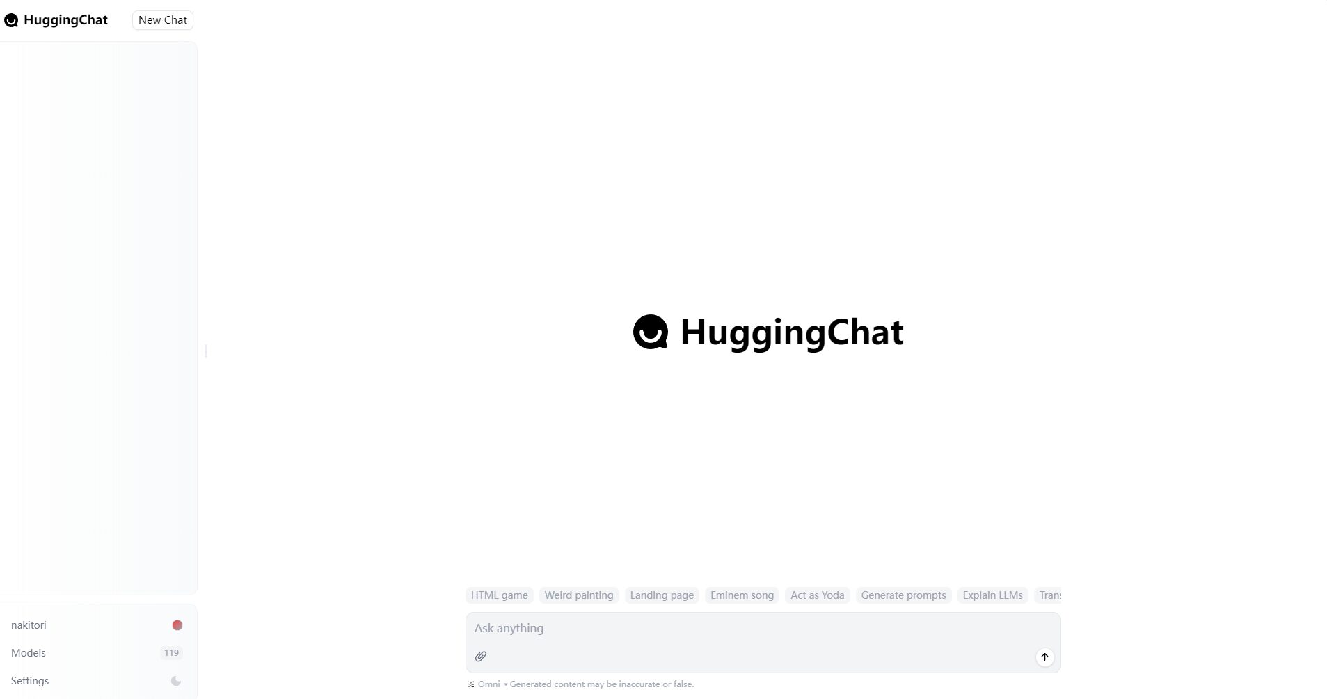 HuggingChat官网截图