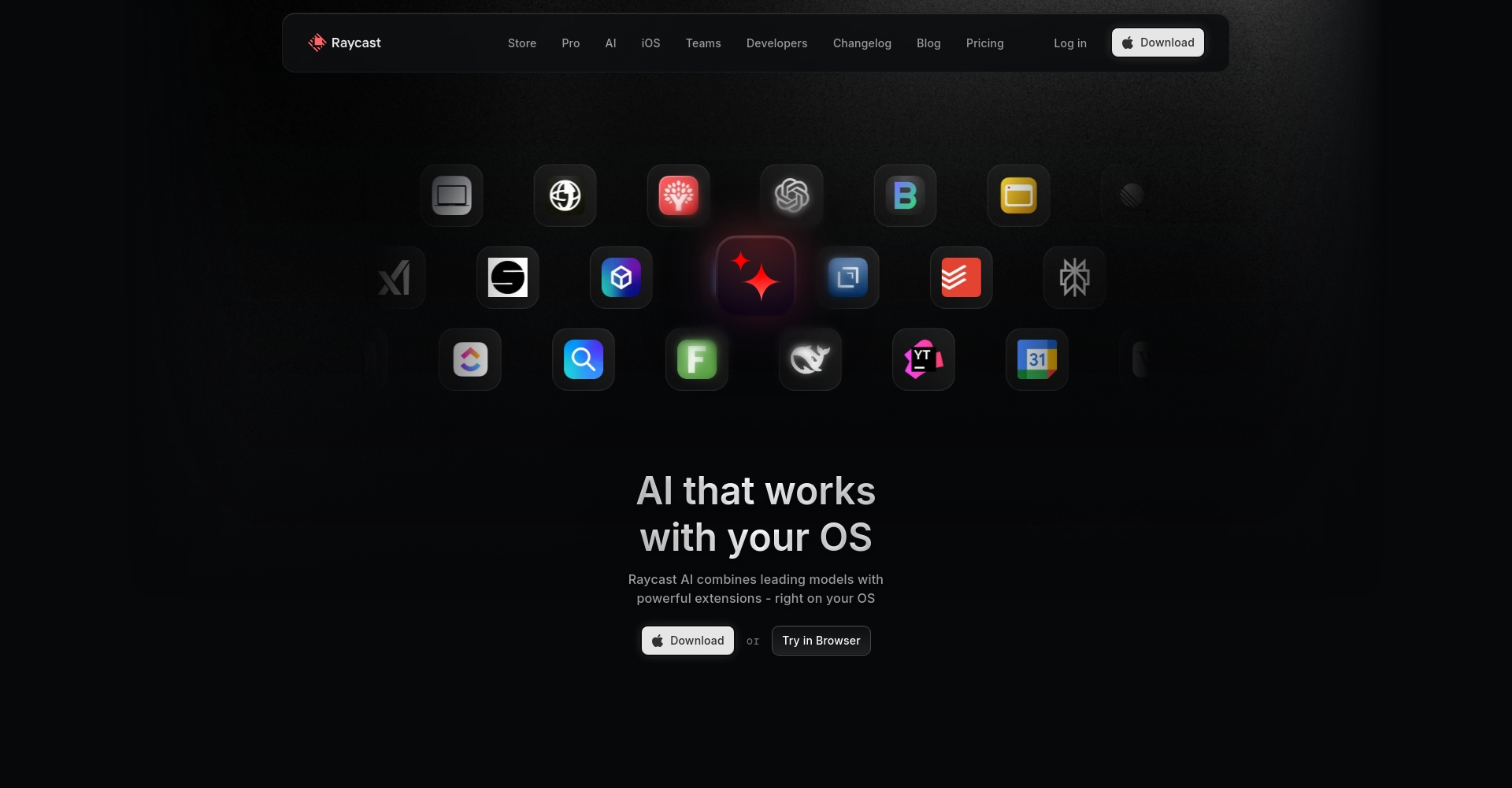 Raycast AI官网截图