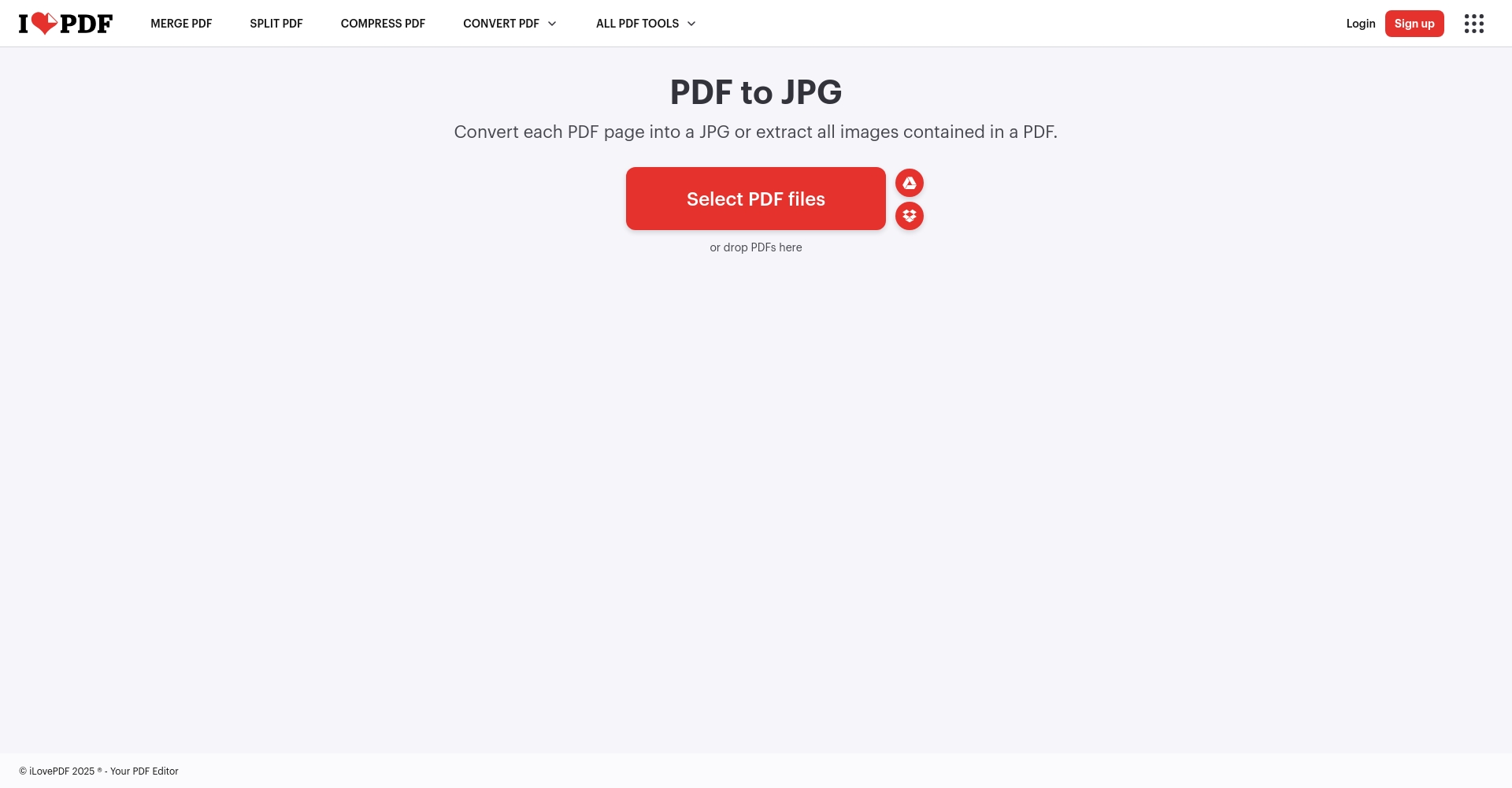 iLovePDF转换界面