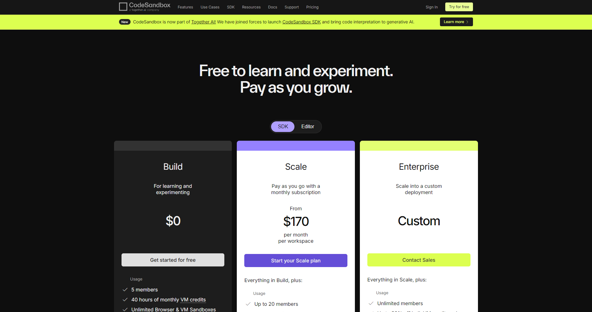 官方付费方案页