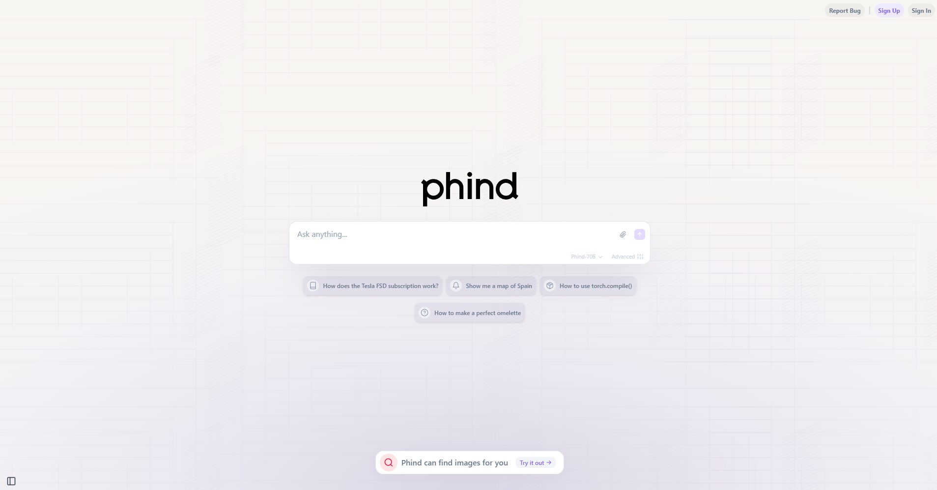 Phind官网首页截图
