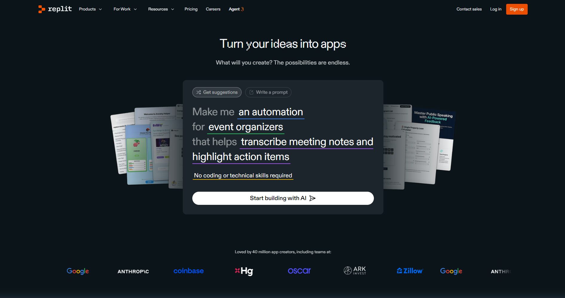 Replit AI官网首页截图