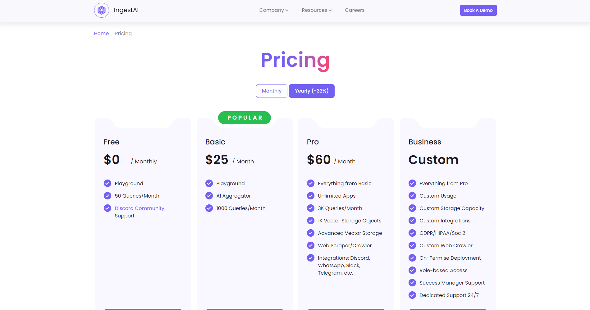 IngestAI价格页面