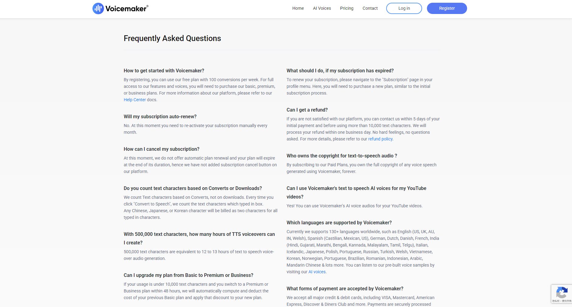 Frequently Asked Questions Page