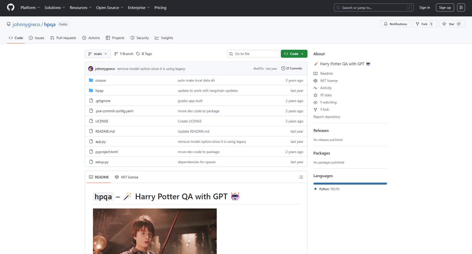 Harry Potter QA with GPT