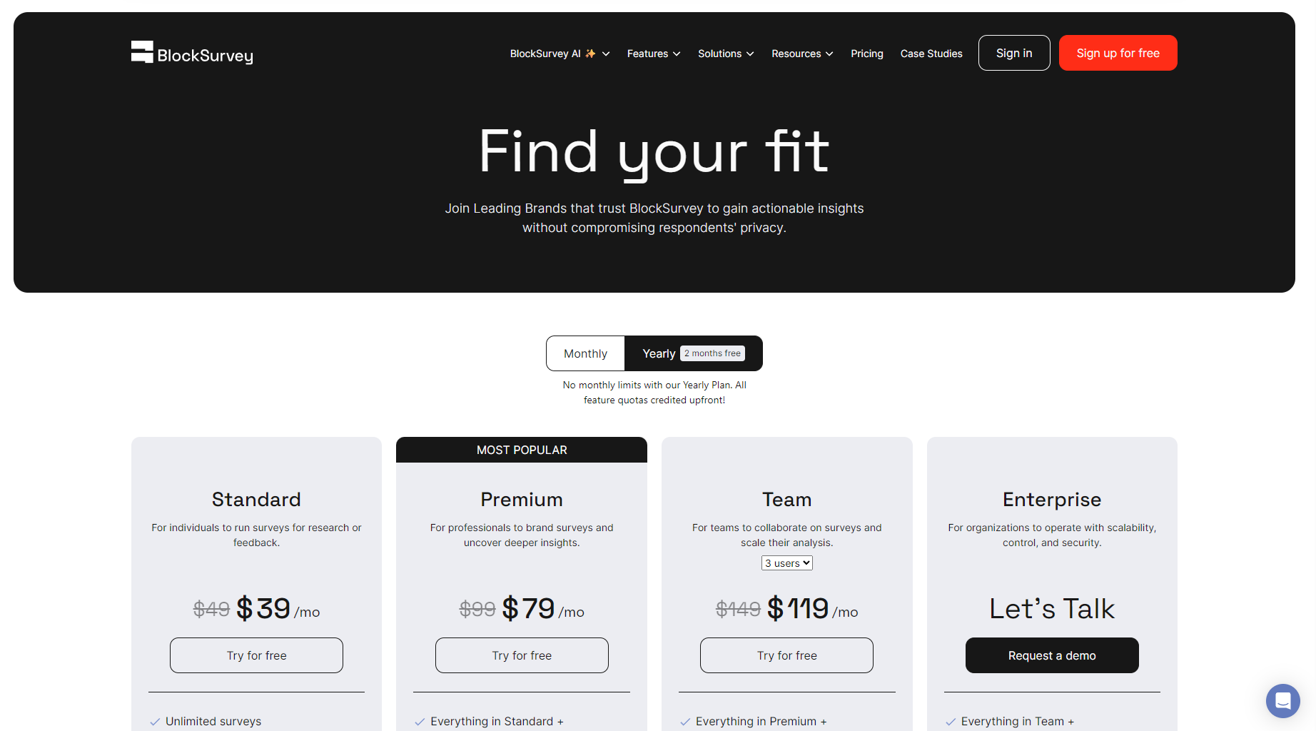 官方价格方案页