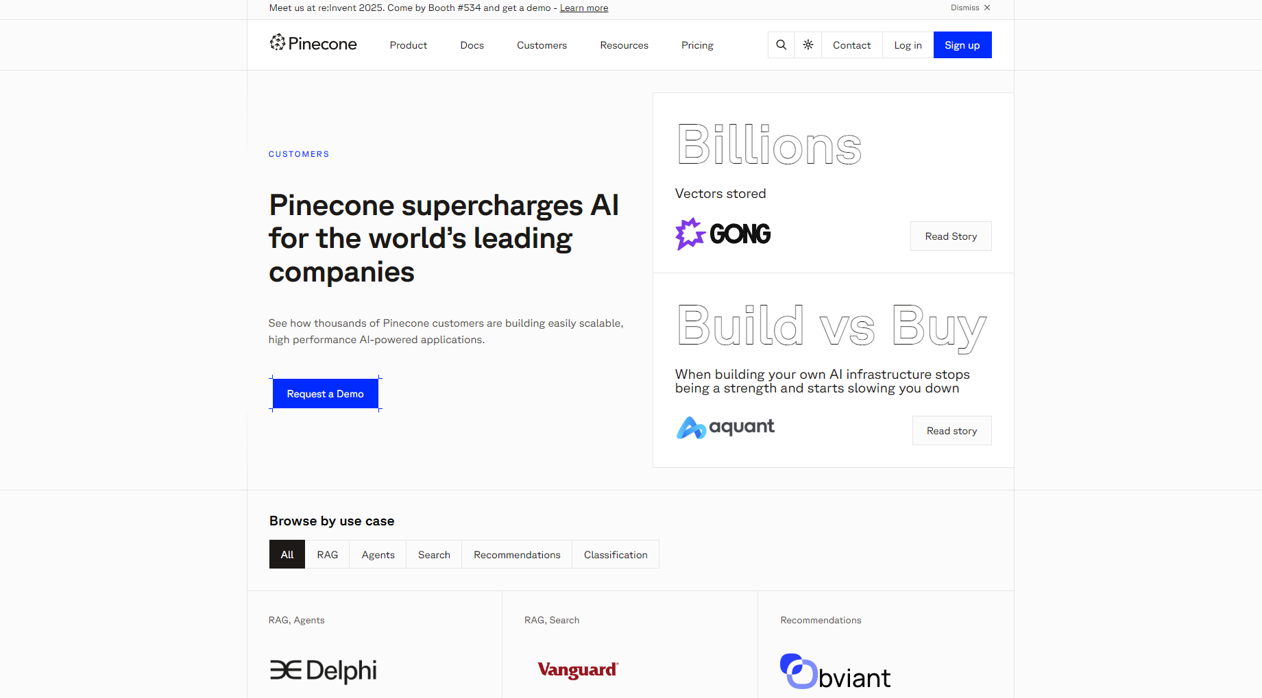 Pinecone 客户案例页