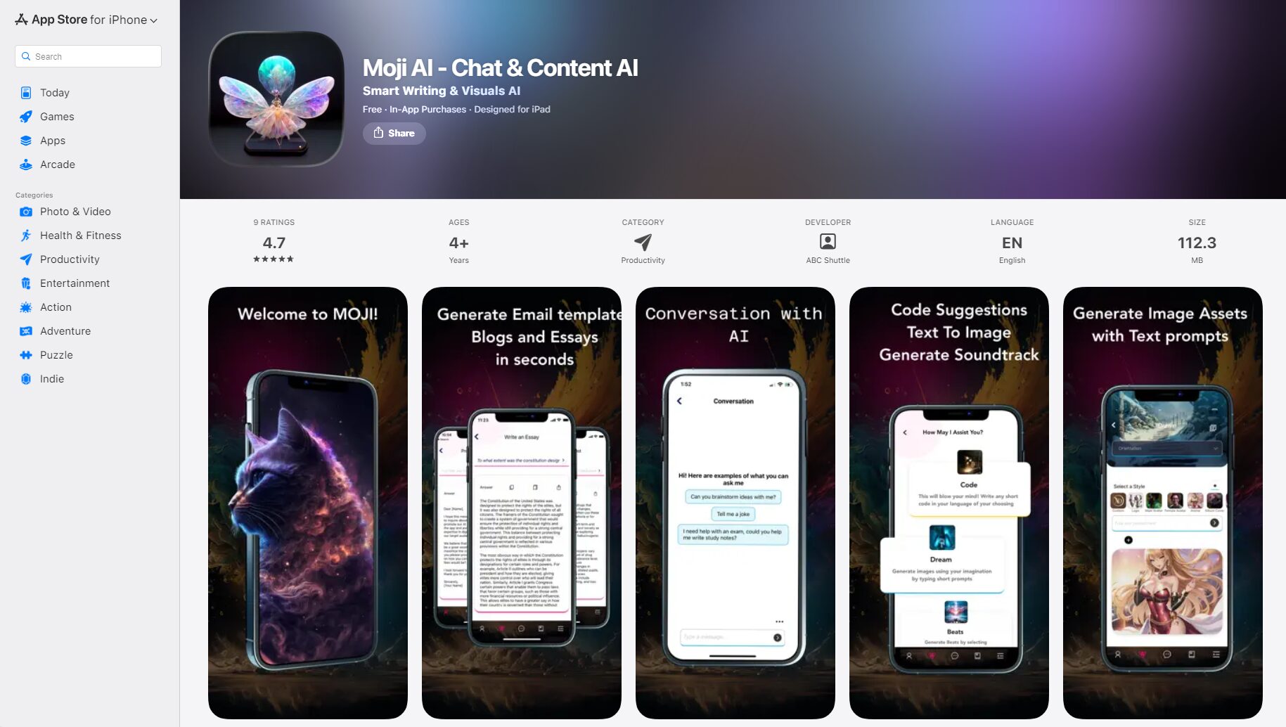 Moji AI - Chat & Content AI官方价格方案页