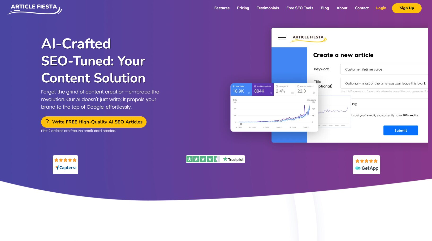 Article Fiesta官网首页截图