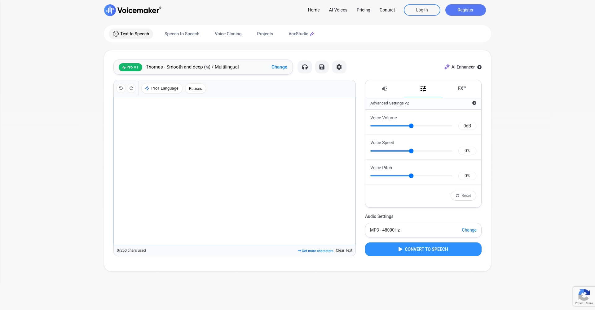 Screenshot from VoiceMaker's official website