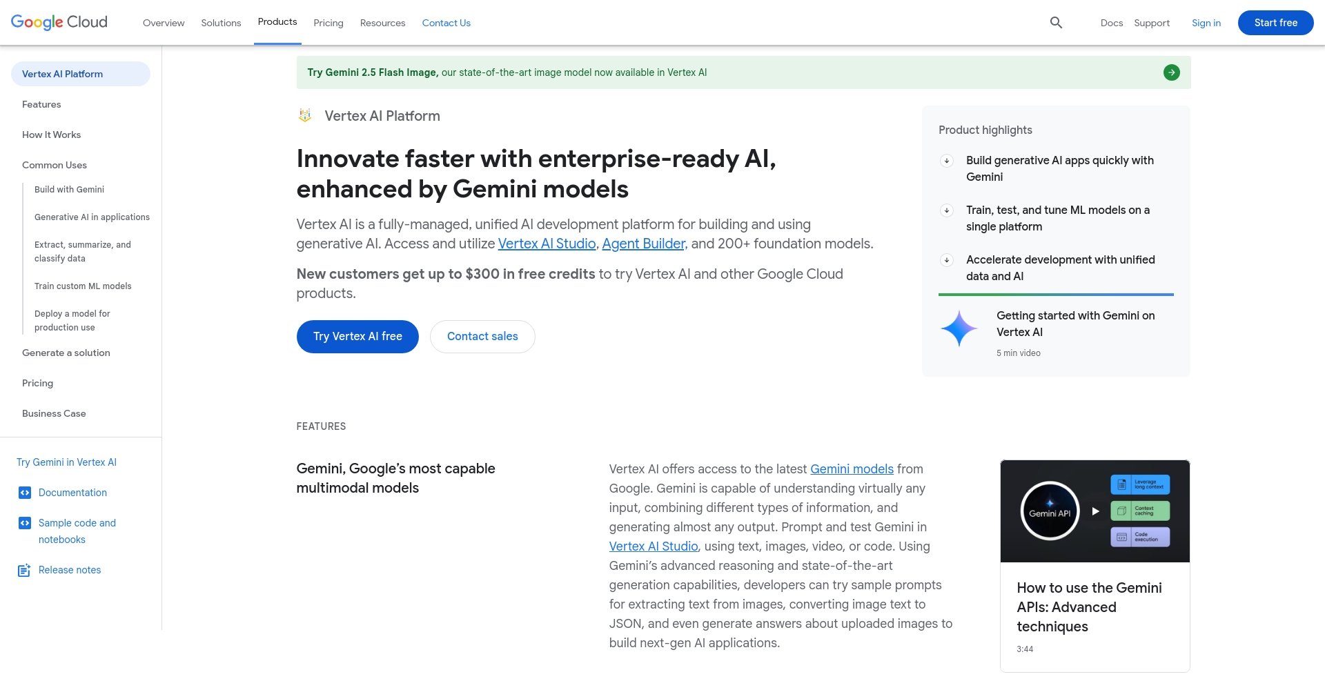 Google Vertex AI官网截图