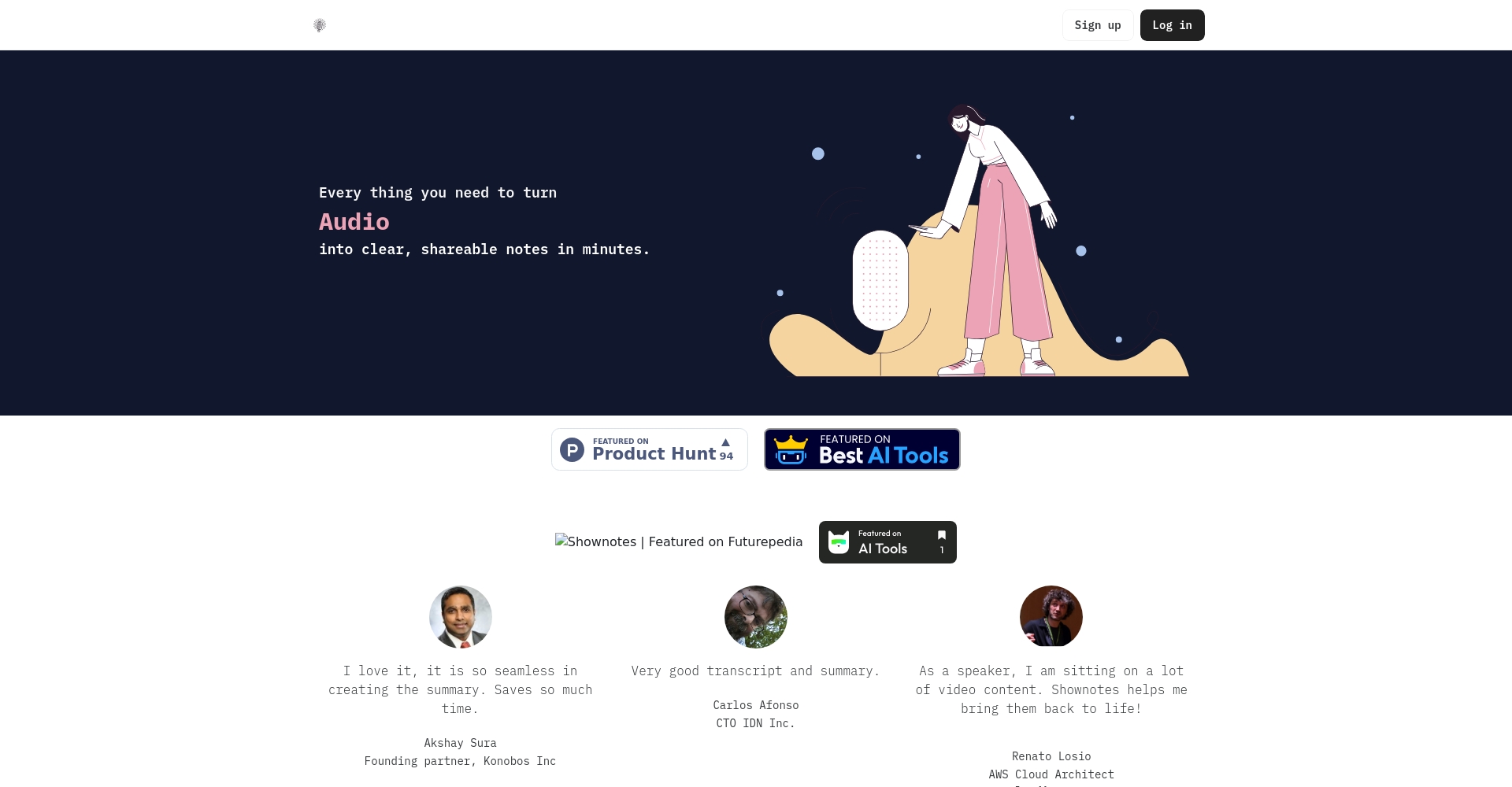 Shownotes官方网站首页界面