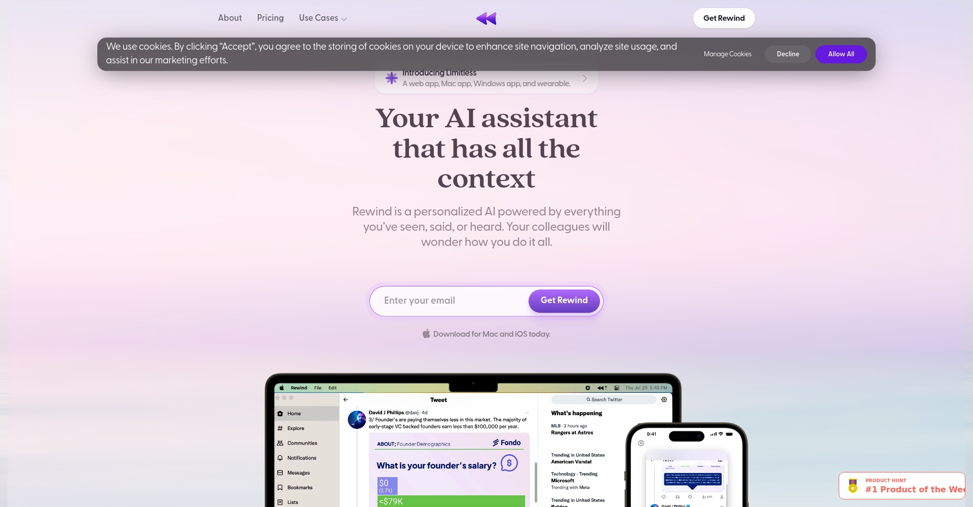 Rewind AI官网截图