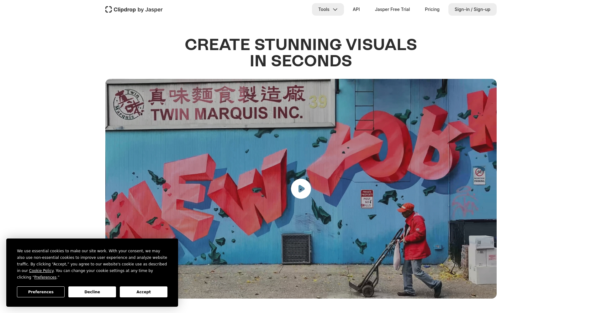 Clipdrop AI官網界面