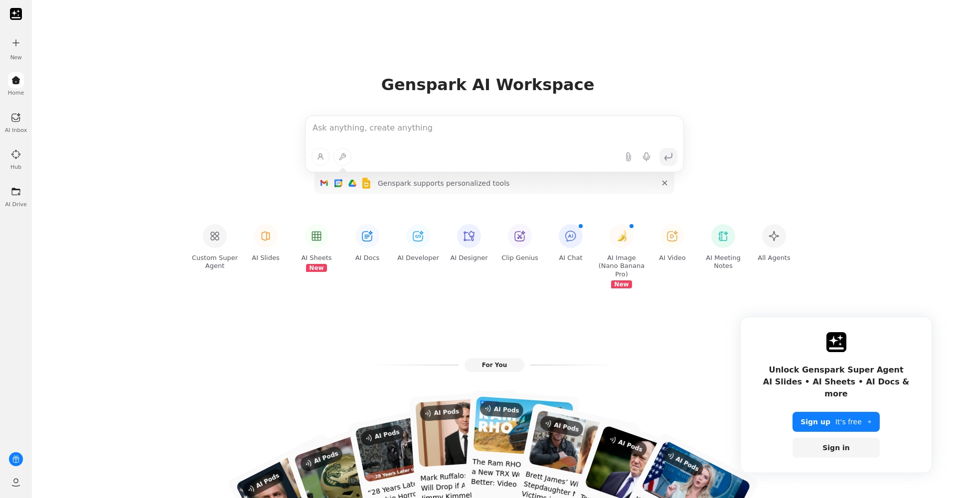 genspark ai官网界面