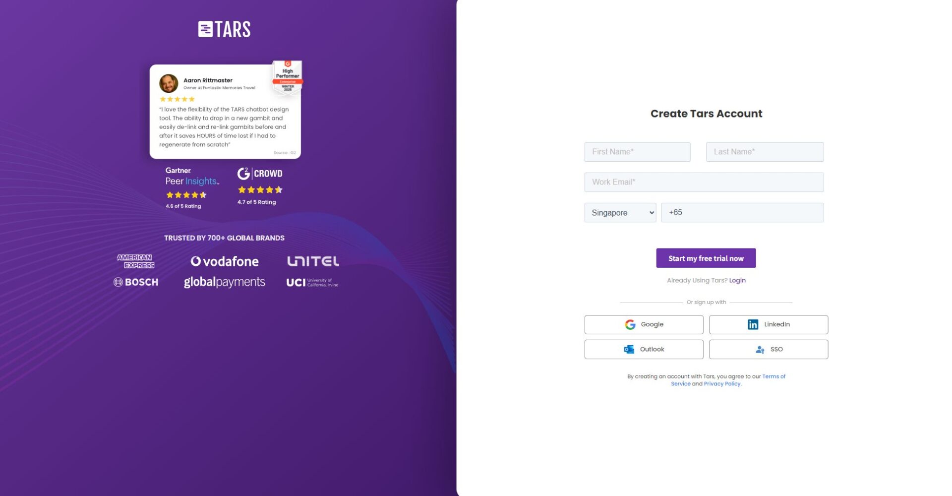 Tars官网注册登录页