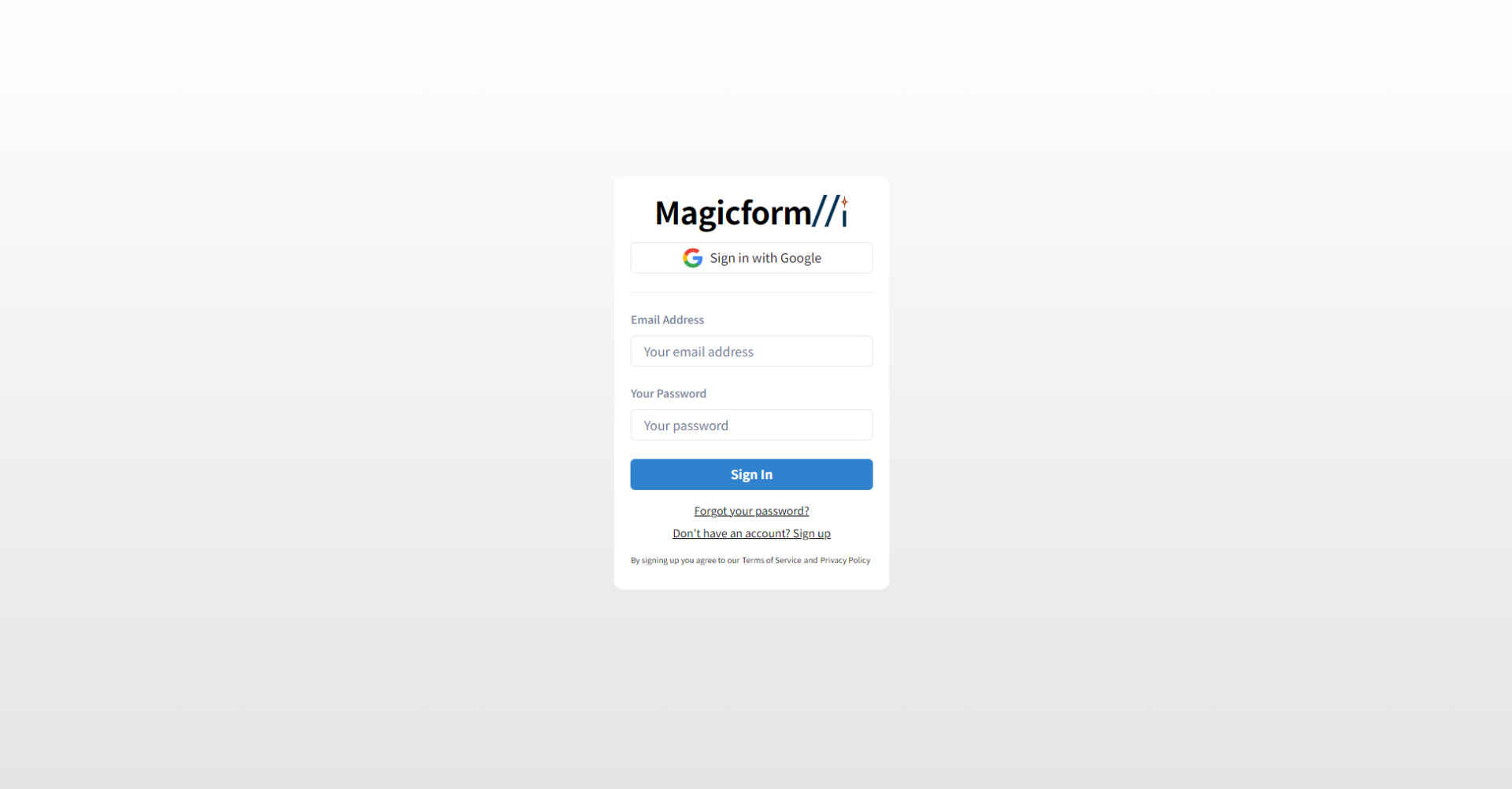 MagicForm AI注册登录页