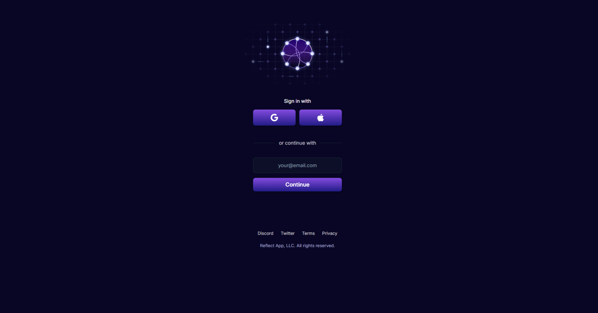 Reflect Notes注册登录页