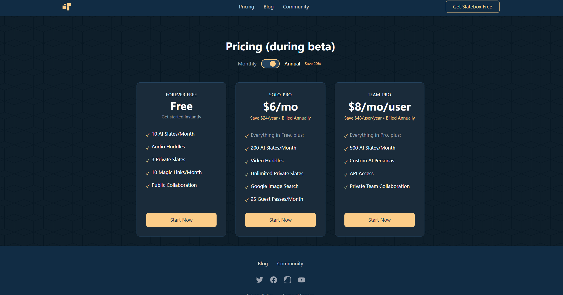 Slatebox价格页面