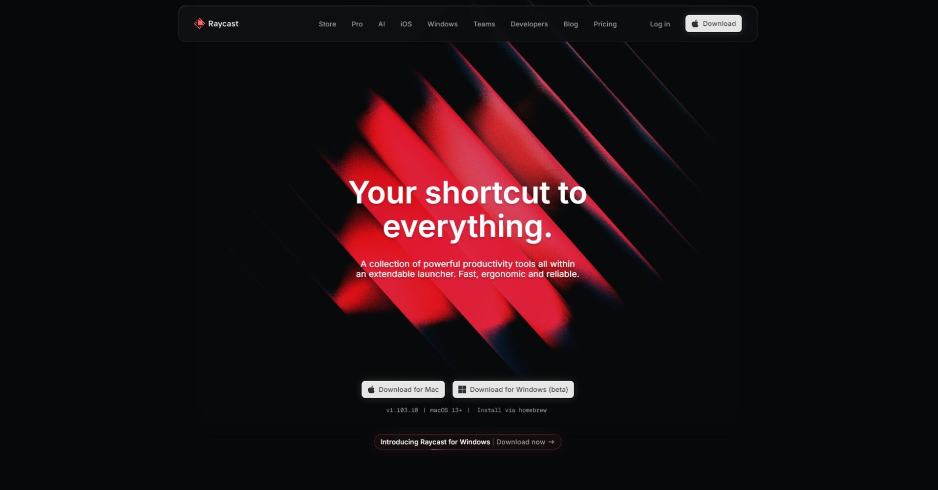 Raycast官网首页截图