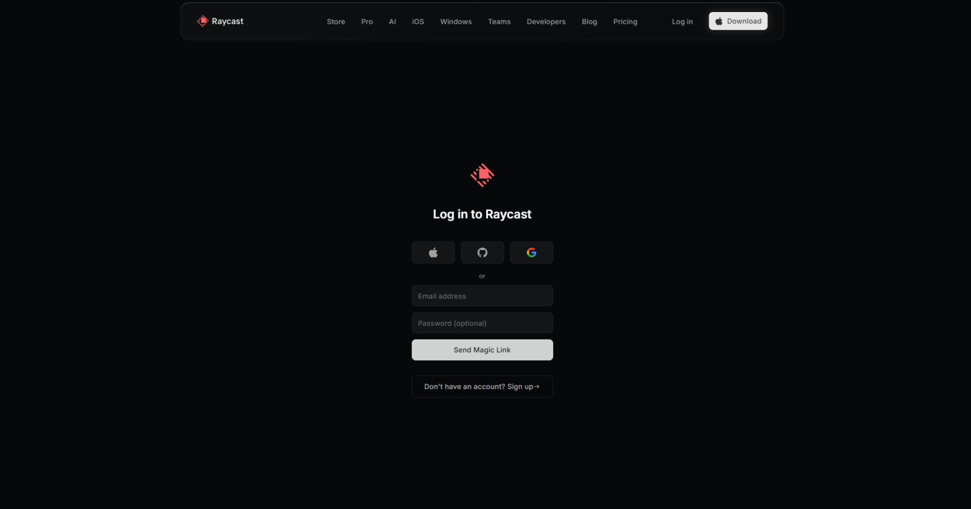 Raycast注册登录页