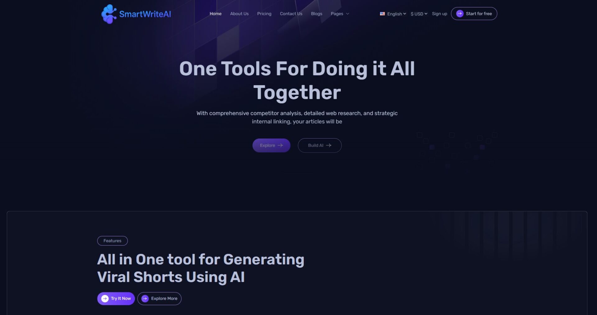SmartWriteAI官网首页截图