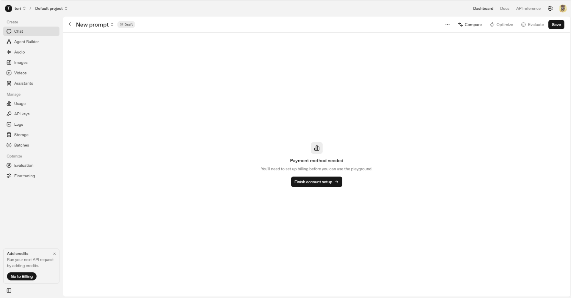 OpenAI Playground页面
