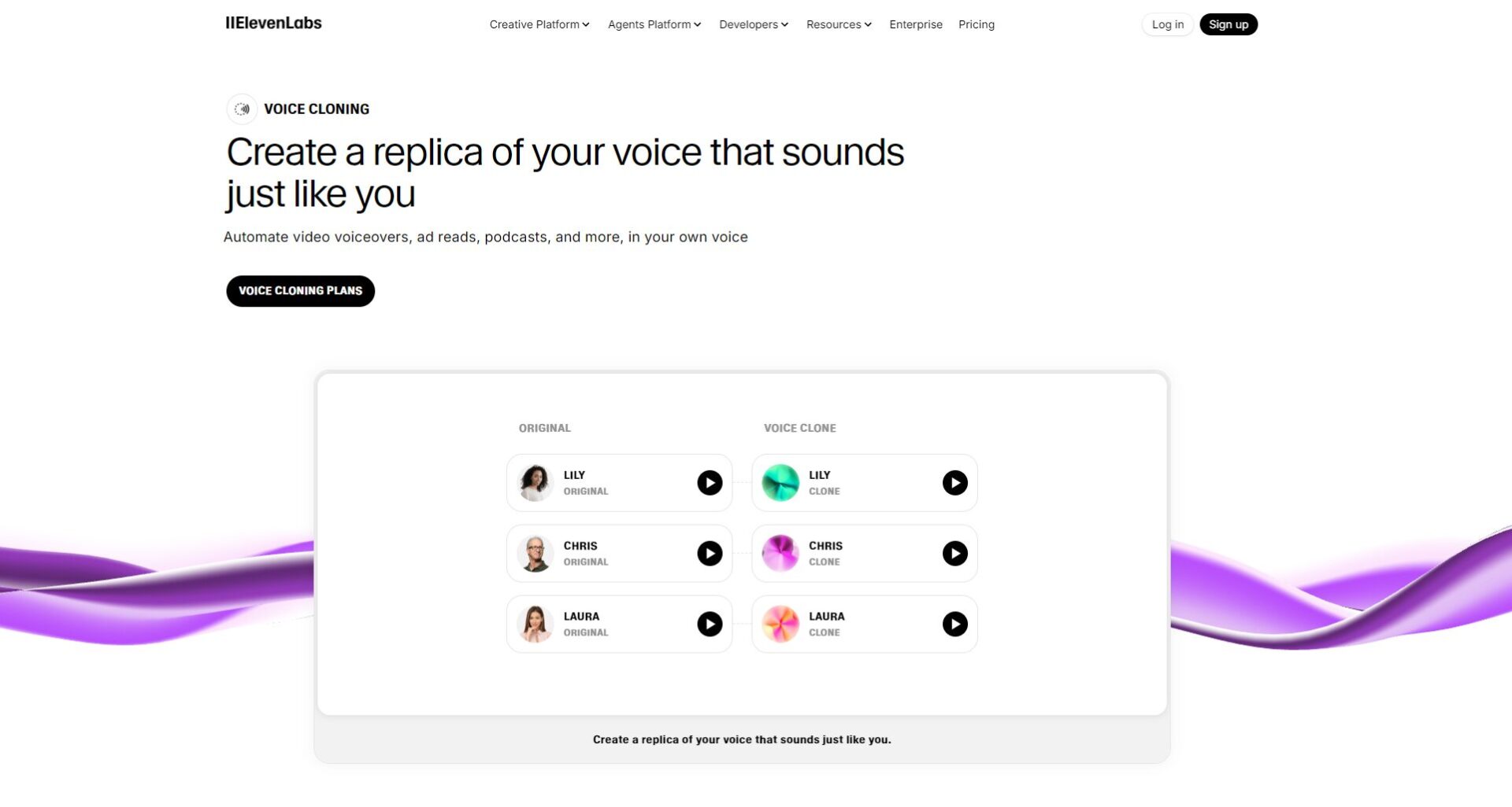 ElevenLabs官网截图