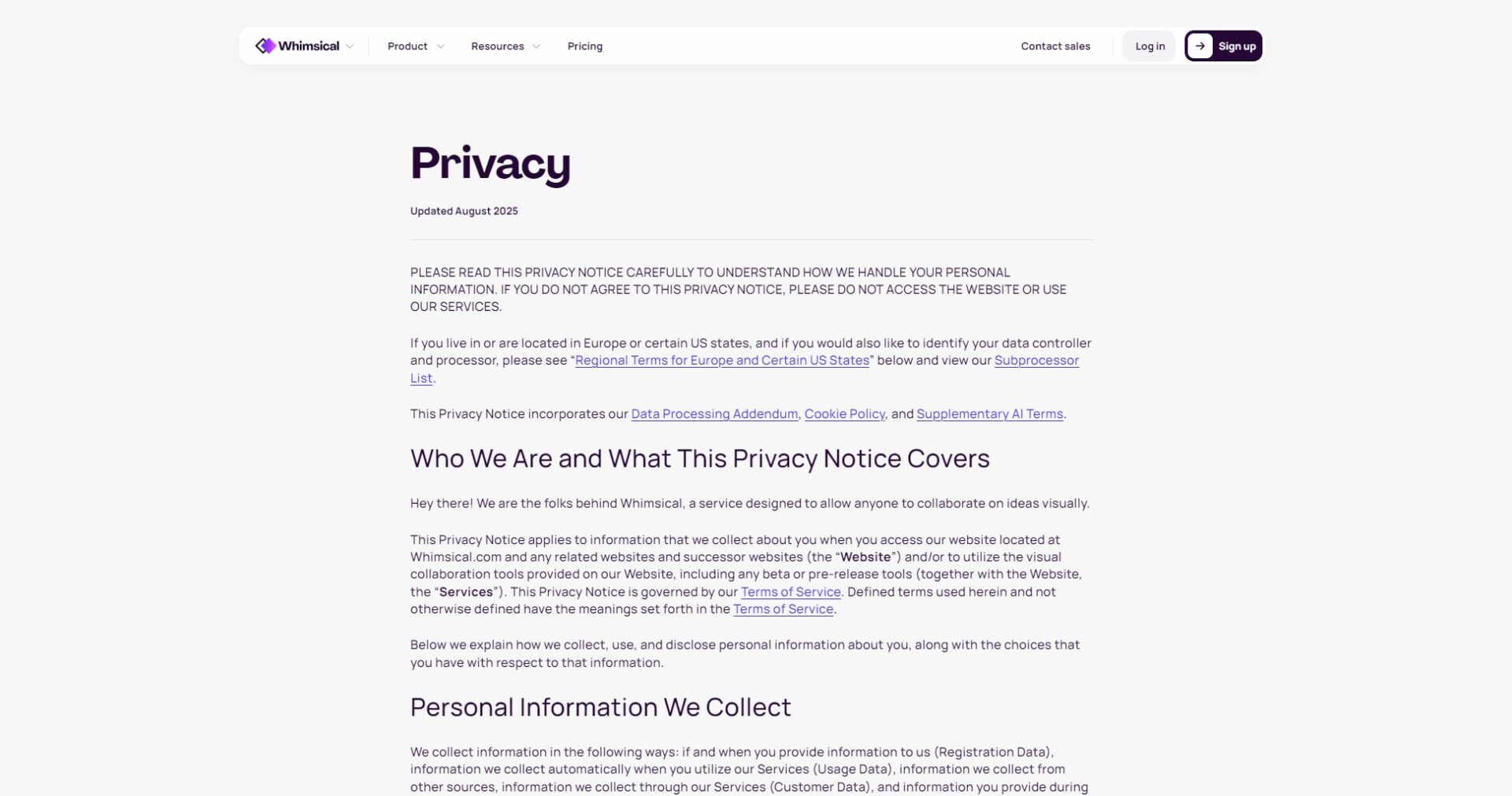 whimsical ai官网隐私政策