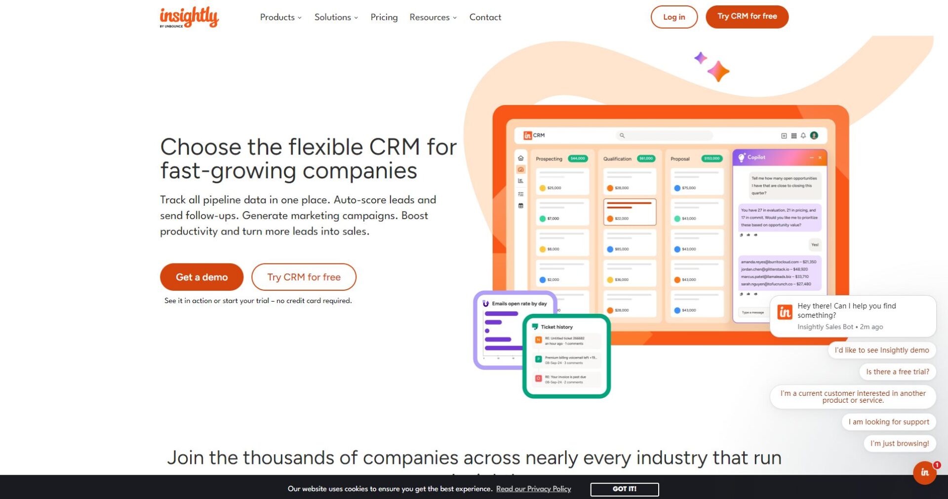 Insightly官网首页截图