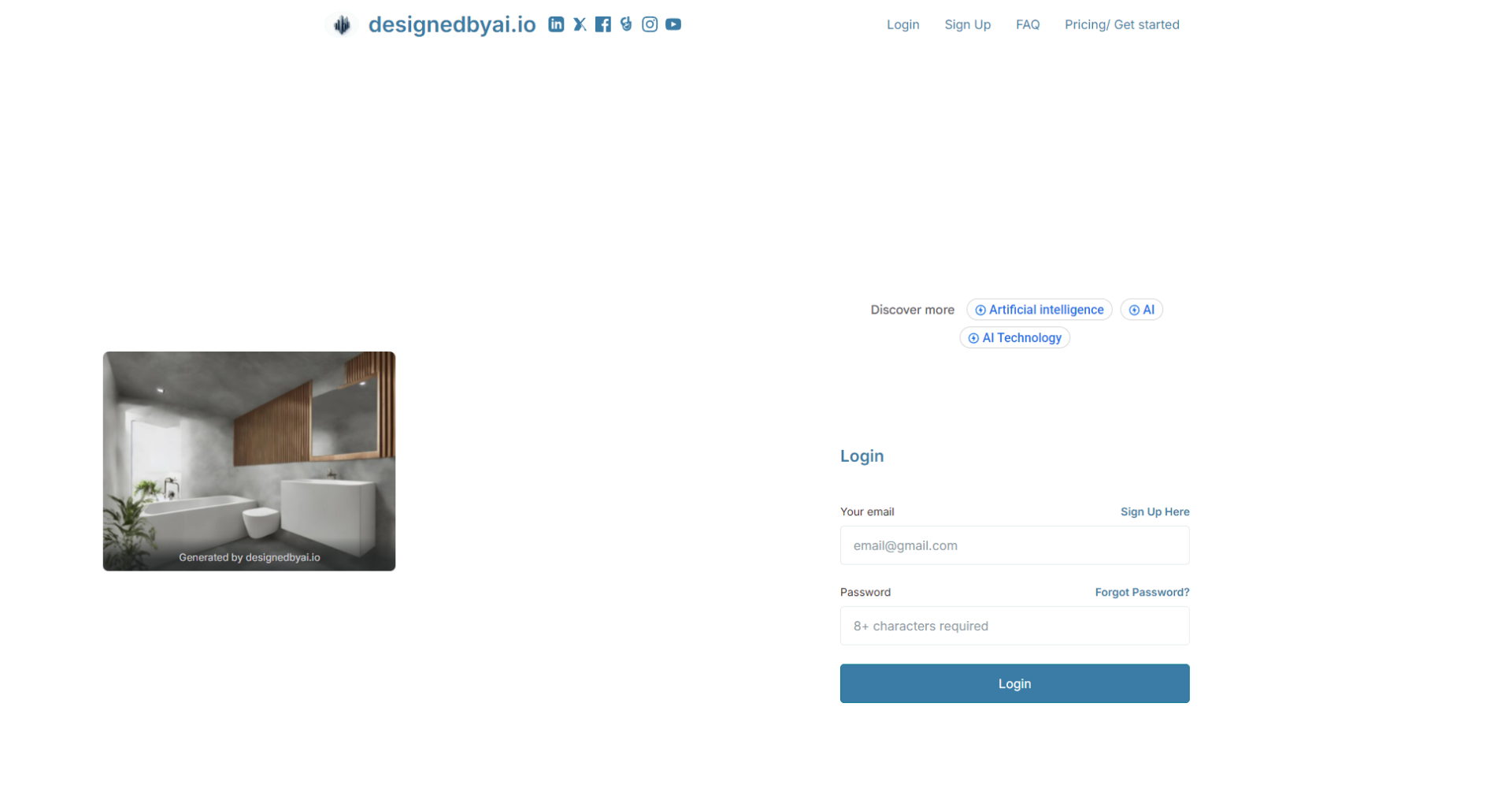 DESIGNEDBYAI.IO注册登录页