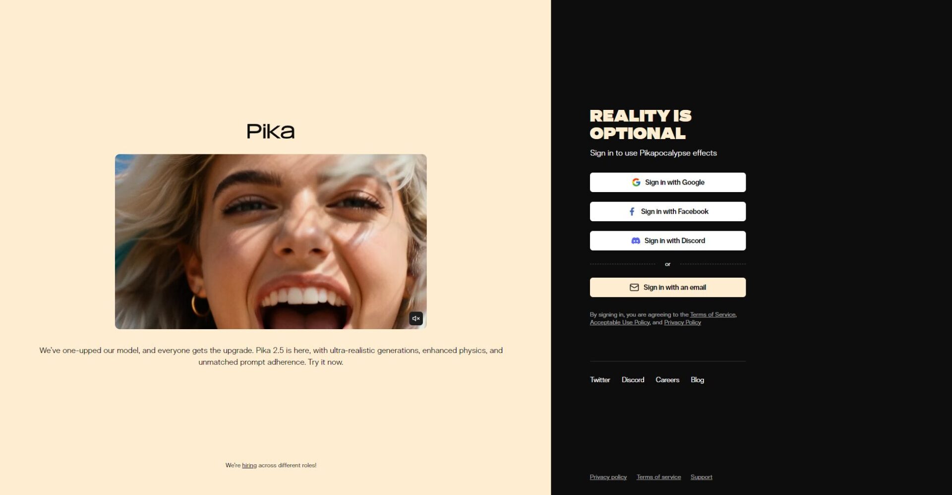 pika labs ai注册登录页