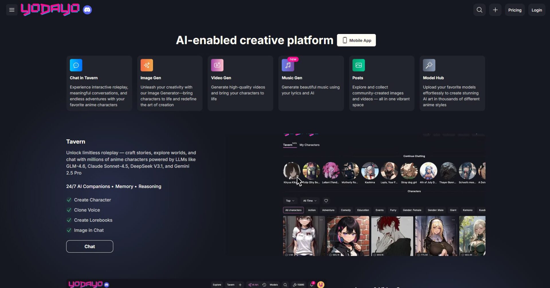 yodayo ai平台首页截图