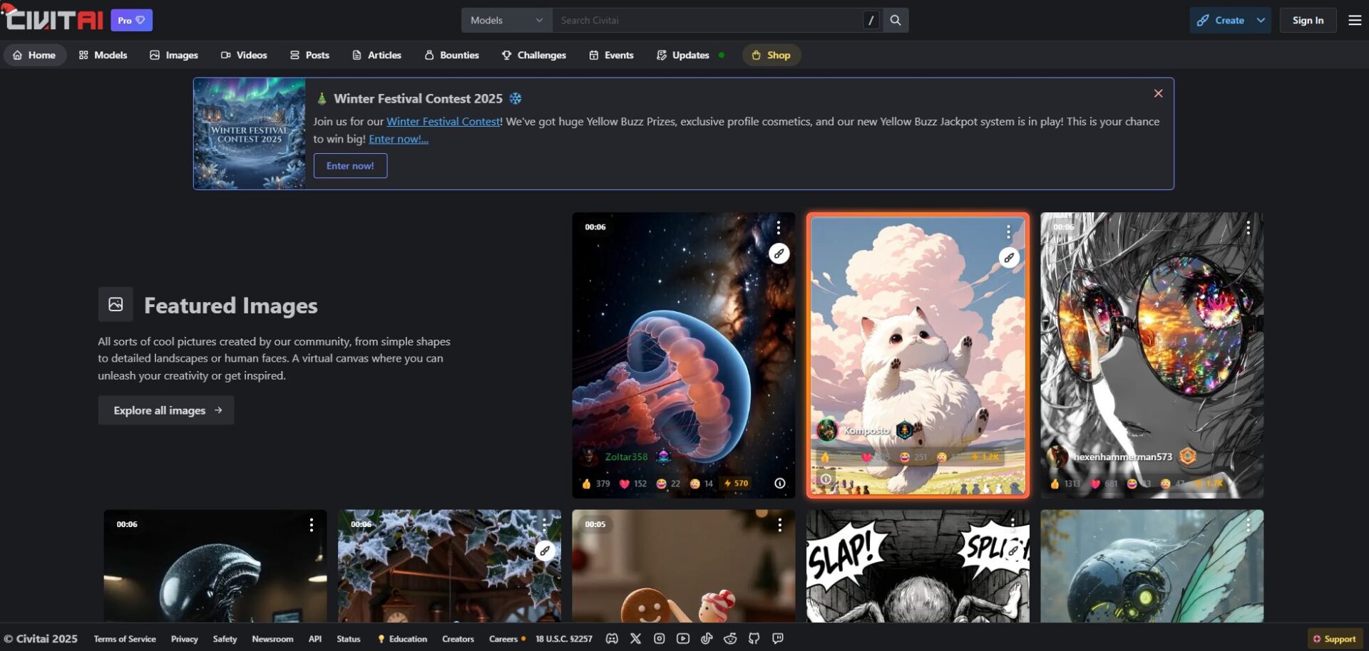 Civitai AI官网首页截图