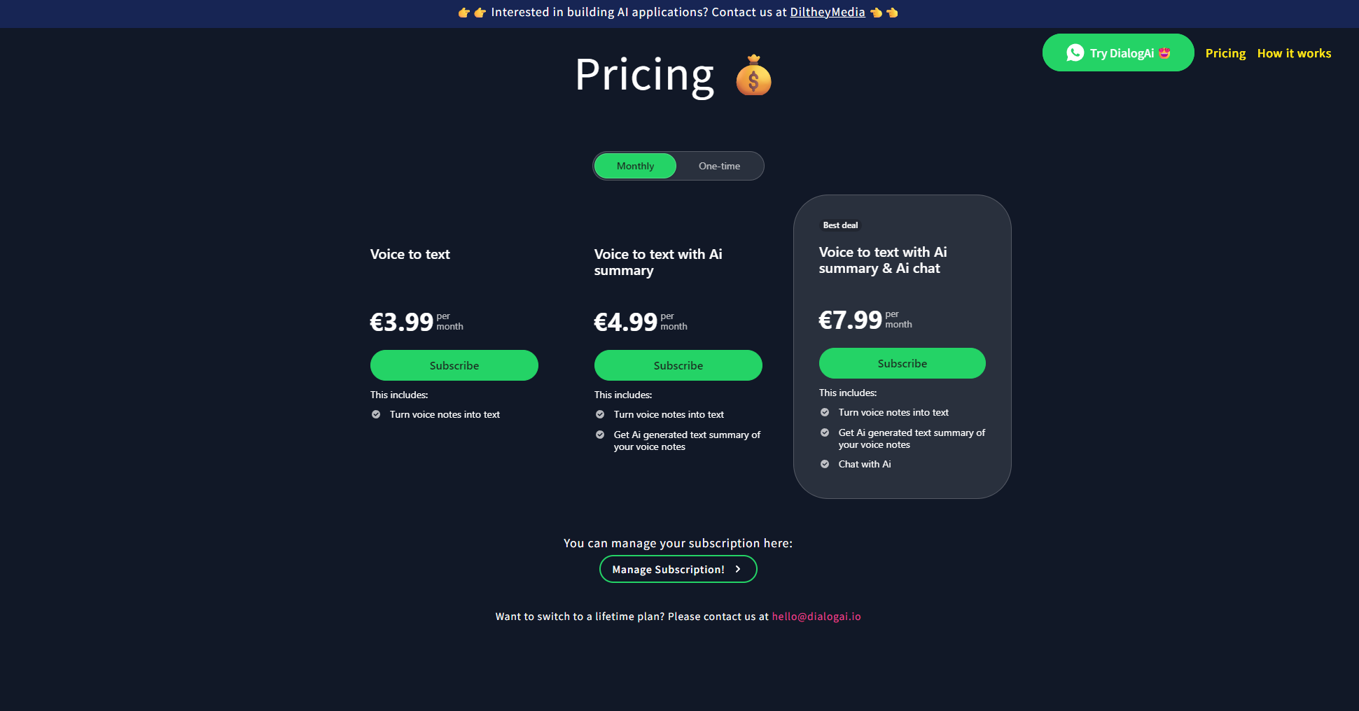 DialogAi官方价格页