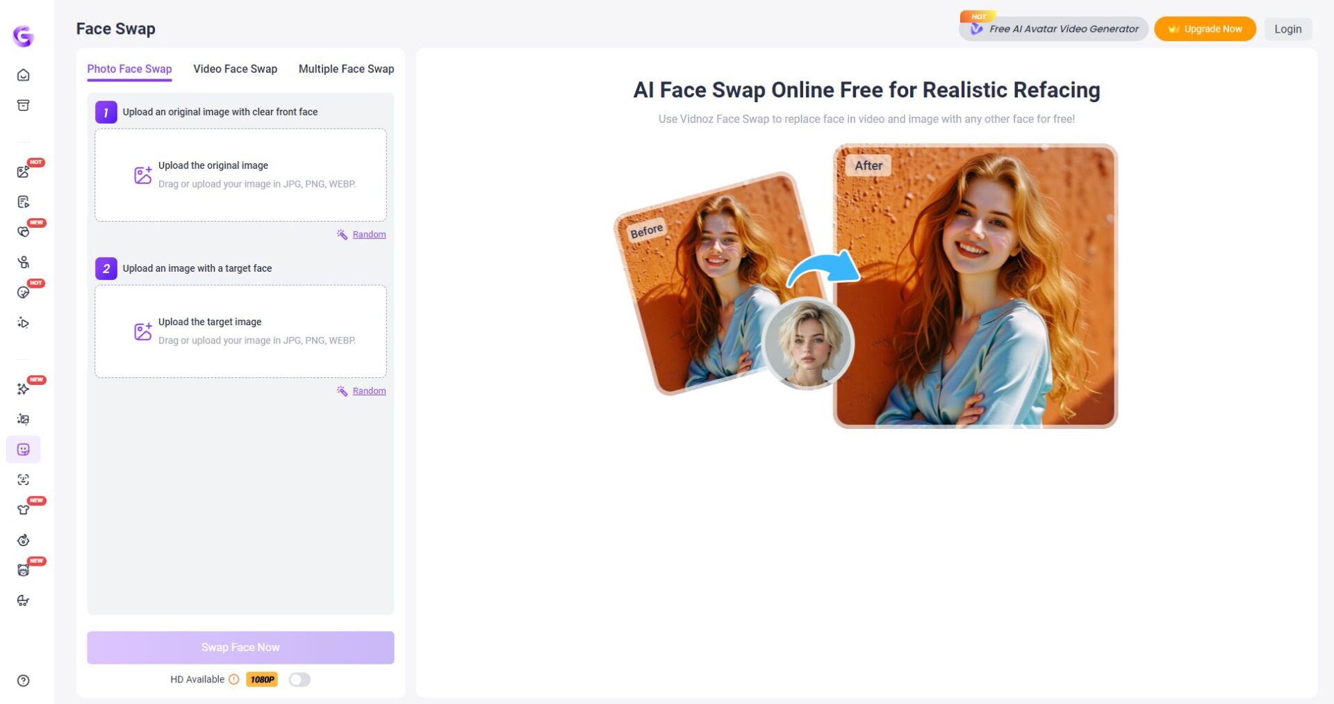 Vidnoz AI視頻批量換臉