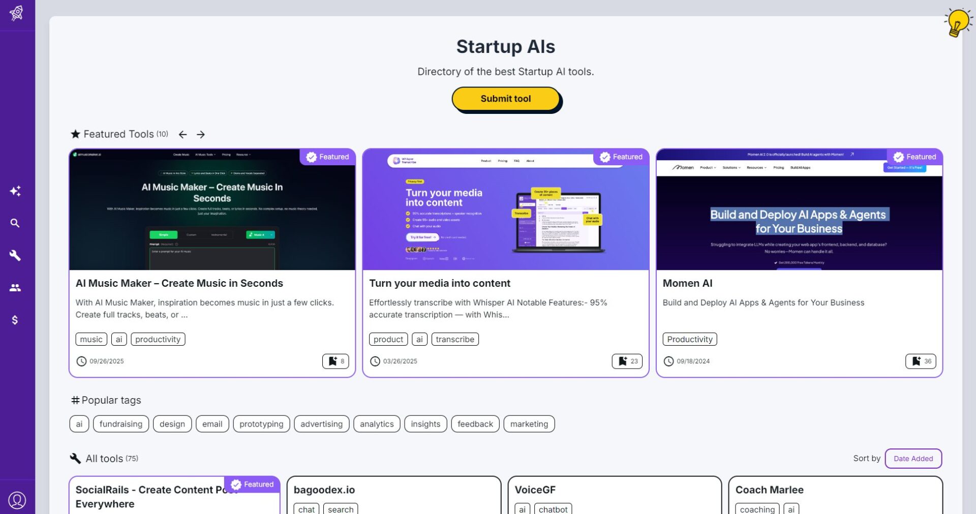 Stratup.ai 工具支持一览