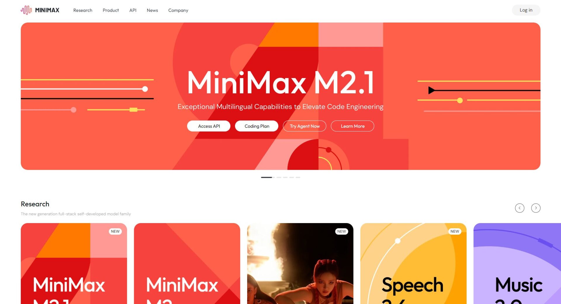 MiniMax AI 官网截图
